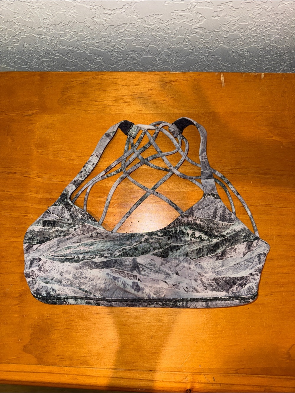 lululemon athletica Grey Mountain-Print Strappy Sports Bra